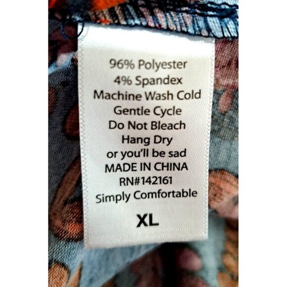 LuLaRoe Women's XL Multicolor Leaf Print Short Sleeve Scoop Neck Tunic - Picture 4 of 5